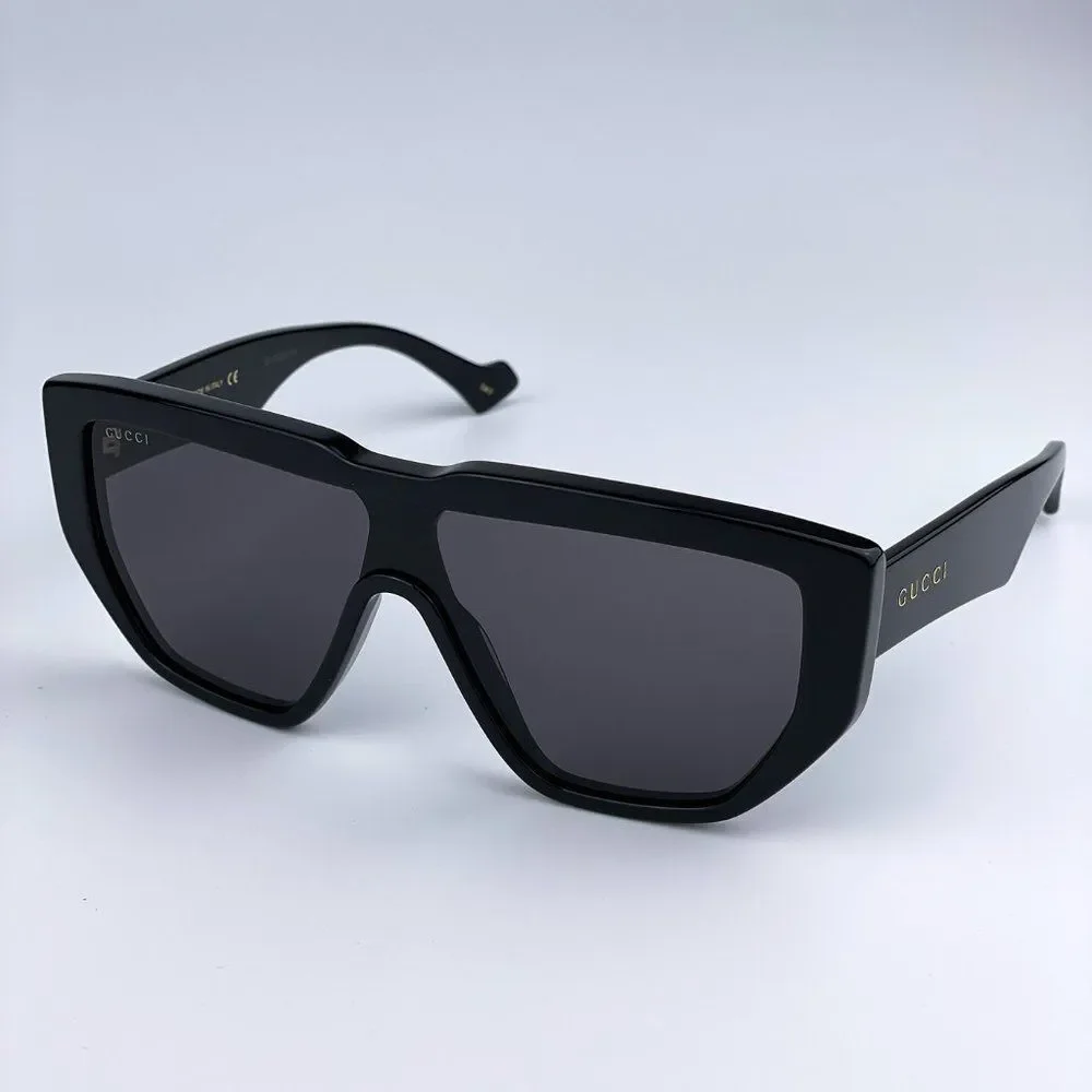 NEW Gucci LOGO GG0997S 002 Black Gray Shield Unisex Sunglasses